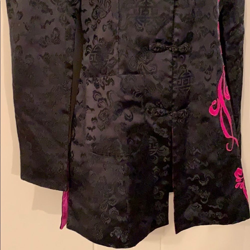 Silver Dragon oriental black & pink jacket - Picture 5 of 8